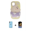 MARSİLYAN™- iPhone 11 Kılıf Akış Yansıma - Siyah Buffer Hayalet Cam Ekran Koruyucu + Neon Fosforlu Kamera Lens - TU