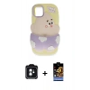 MARSİLYAN™- iPhone 11 Kılıf Akış Yansıma - Siyah Buffer Hayalet Cam Ekran Koruyucu + PVD Metal Kamera Lens - YL