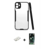 MARSİLYAN™- iPhone 11 Kılıf Atlas Asil Serisi - Şeffaf 360 Full Body Arka Koruyucu + Renkli Kamera Lens Koruma Cam - TU