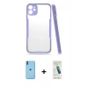 MARSİLYAN™- iPhone 11 Kılıf Atlas Asil Serisi - Şeffaf Pasifik Cam Ekran Koruyucu + Neon Fosforlu Kamera Lens - MI