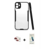 MARSİLYAN™- iPhone 11 Kılıf Atlas Asil Serisi - Şeffaf Pasifik Cam Ekran Koruyucu + Pers Alüminyum Kamera Lens - KI