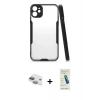 MARSİLYAN™- iPhone 11 Kılıf Atlas Asil Serisi - Şeffaf Pasifik Cam Ekran Koruyucu + Pers Alüminyum Kamera Lens - YL