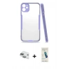 MARSİLYAN™- iPhone 11 Kılıf Atlas Asil Serisi - Şeffaf Pasifik Cam Ekran Koruyucu + Pers Alüminyum Kamera Lens - YL