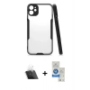 MARSİLYAN™- iPhone 11 Kılıf Atlas Asil Serisi - Şeffaf Royal Nano Ekran Koruyucu + Kamera Lens Koruma Cam - SF