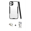 MARSİLYAN™- iPhone 11 Kılıf Atlas Asil Serisi - Şeffaf Uv Polymer Nano Ekran Koruyucu + Pers Alüminyum Kamera Lens - GD