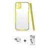 MARSİLYAN™- iPhone 11 Kılıf Atlas Asil Serisi - Şeffaf Uv Polymer Nano Ekran Koruyucu + Pers Alüminyum Kamera Lens - GD