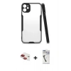 MARSİLYAN™- iPhone 11 Kılıf Atlas Asil Serisi - Şeffaf Uv Polymer Nano Ekran Koruyucu + Pers Alüminyum Kamera Lens - KI