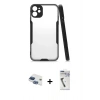 MARSİLYAN™- iPhone 11 Kılıf Atlas Asil Serisi - Şeffaf Uv Polymer Nano Ekran Koruyucu + Pers Alüminyum Kamera Lens - LT