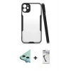 MARSİLYAN™- iPhone 11 Kılıf Atlas Asil Serisi - Şeffaf Uv Polymer Nano Ekran Koruyucu + Raze Metal Kamera Lens - MI