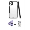 MARSİLYAN™- iPhone 11 Kılıf Atlas Asil Serisi - Şeffaf Uv Polymer Nano Ekran Koruyucu + Raze Metal Kamera Lens - MR