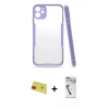 MARSİLYAN™- iPhone 11 Kılıf Atlas Asil Serisi - Şeffaf Uv Polymer Nano Ekran Koruyucu + Rainbow Kamera Lens Koruma Cam - KI