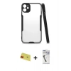 MARSİLYAN™- iPhone 11 Kılıf Atlas Asil Serisi - Şeffaf Uv Polymer Nano Ekran Koruyucu + Rainbow Kamera Lens Koruma Cam - KI