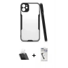MARSİLYAN™- iPhone 11 Kılıf Atlas Asil Serisi - Şeffaf Uv Polymer Nano Ekran Koruyucu + Kamera Lens Koruma Cam - SF