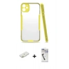 MARSİLYAN™- iPhone 11 Kılıf Atlas Asil Serisi - Şeffaf Uv Polymer Nano Ekran Koruyucu + Renkli Kamera Lens Koruma Cam - TU