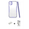 MARSİLYAN™- iPhone 11 Kılıf Atlas Asil Serisi - Şeffaf Uv Polymer Nano Ekran Koruyucu + Renkli Kamera Lens Koruma Cam - TU