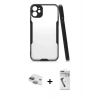 MARSİLYAN™- iPhone 11 Kılıf Atlas Asil Serisi - Şeffaf Uv Polymer Nano Ekran Koruyucu + Pers Alüminyum Kamera Lens - YL