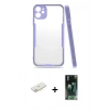 MARSİLYAN™- iPhone 11 Kılıf Atlas Asil Serisi - Siyah 360 Mat Full Body Arka Koruyucu + Renkli Kamera Lens Koruma Cam - SI