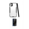 MARSİLYAN™- iPhone 11 Kılıf Atlas Asil Serisi - Siyah 3D Antistatik Hayalet Cam Ekran Koruyucu