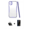 MARSİLYAN™- iPhone 11 Kılıf Atlas Asil Serisi - Siyah 3D Antistatik Hayalet Cam Ekran Koruyucu + Kamera Lens Koruma Cam - SF