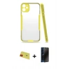 MARSİLYAN™- iPhone 11 Kılıf Atlas Asil Serisi - Siyah 3D Antistatik Hayalet Cam Ekran Koruyucu + Rainbow Kamera Lens Koruma Cam - KI