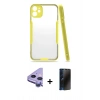 MARSİLYAN™- iPhone 11 Kılıf Atlas Asil Serisi - Siyah 3D Antistatik Hayalet Cam Ekran Koruyucu + Raze Metal Kamera Lens - MR