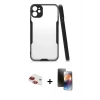 MARSİLYAN™- iPhone 11 Kılıf Atlas Asil Serisi - Siyah 3D Antistatik Mat Seramik Nano Ekran Koruyucu + Pers Alüminyum Kamera Lens - KI