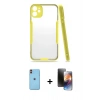 MARSİLYAN™- iPhone 11 Kılıf Atlas Asil Serisi - Siyah 3D Antistatik Mat Seramik Nano Ekran Koruyucu + Neon Fosforlu Kamera Lens - TU