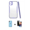 MARSİLYAN™- iPhone 11 Kılıf Atlas Asil Serisi - Siyah 3D Antistatik Mat Seramik Nano Ekran Koruyucu + Neon Fosforlu Kamera Lens - TU