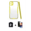 MARSİLYAN™- iPhone 11 Kılıf Atlas Asil Serisi - Siyah 3D Antistatik Mat Seramik Nano Ekran Koruyucu + PVD Metal Kamera Lens - YL