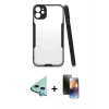 MARSİLYAN™- iPhone 11 Kılıf Atlas Asil Serisi - Siyah 3D Antistatik Mat Seramik Nano Ekran Koruyucu + Raze Metal Kamera Lens - MI