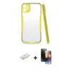 MARSİLYAN™- iPhone 11 Kılıf Atlas Asil Serisi - Siyah 3D Antistatik Mat Seramik Nano Ekran Koruyucu + Renkli Kamera Lens Koruma Cam - SI
