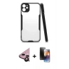 MARSİLYAN™- iPhone 11 Kılıf Atlas Asil Serisi - Siyah 3D Antistatik Mat Seramik Nano Ekran Koruyucu + Raze Metal Kamera Lens - SH