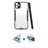 MARSİLYAN™- iPhone 11 Kılıf Atlas Asil Serisi - Siyah 3D Antistatik Seramik Nano Ekran Koruyucu + Raze Metal Kamera Lens - MI