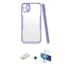 MARSİLYAN™- iPhone 11 Kılıf Atlas Asil Serisi - Siyah 3D Antistatik Seramik Nano Ekran Koruyucu + Renkli Kamera Lens Koruma Cam - PE