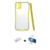 MARSİLYAN™- iPhone 11 Kılıf Atlas Asil Serisi - Siyah 3D Antistatik Seramik Nano Ekran Koruyucu + Renkli Kamera Lens Koruma Cam - PE
