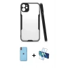 MARSİLYAN™- iPhone 11 Kılıf Atlas Asil Serisi - Siyah 3D Antistatik Seramik Nano Ekran Koruyucu + Neon Fosforlu Kamera Lens - TU