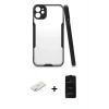 MARSİLYAN™- iPhone 11 Kılıf Atlas Asil Serisi - Siyah 6D Antistatik Mat Seramik Hayalet Nano Ekran Koruyucu + Renkli Kamera Lens Koruma Cam - SI