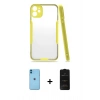MARSİLYAN™- iPhone 11 Kılıf Atlas Asil Serisi - Siyah 6D Antistatik Mat Seramik Hayalet Nano Ekran Koruyucu + Neon Fosforlu Kamera Lens - MI