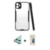 MARSİLYAN™- iPhone 11 Kılıf Atlas Asil Serisi - Siyah 6D Mat Seramik Hayalet Nano Ekran Koruyucu + Raze Metal Kamera Lens - MI