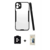 MARSİLYAN™- iPhone 11 Kılıf Atlas Asil Serisi - Siyah 6D Mat Seramik Hayalet Nano Ekran Koruyucu + PVD Metal Kamera Lens - TU