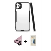 MARSİLYAN™- iPhone 11 Kılıf Atlas Asil Serisi - Siyah 6D Mat Seramik Hayalet Nano Ekran Koruyucu + Raze Metal Kamera Lens - SH