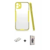 MARSİLYAN™- iPhone 11 Kılıf Atlas Asil Serisi - Siyah Bilvis 3D Cam Ekran Koruyucu + Renkli Kamera Lens Koruma Cam - PE