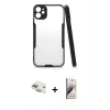MARSİLYAN™- iPhone 11 Kılıf Atlas Asil Serisi - Siyah Bilvis 3D Mat Cam Ekran Koruyucu + Pers Alüminyum Kamera Lens - GD