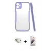 MARSİLYAN™- iPhone 11 Kılıf Atlas Asil Serisi - Siyah Bilvis 3D Mat Cam Ekran Koruyucu + Pers Alüminyum Kamera Lens - GD