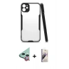 MARSİLYAN™- iPhone 11 Kılıf Atlas Asil Serisi - Siyah Bilvis 3D Mat Cam Ekran Koruyucu + Raze Metal Kamera Lens - KI