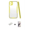 MARSİLYAN™- iPhone 11 Kılıf Atlas Asil Serisi - Siyah Bilvis 3D Mat Cam Ekran Koruyucu + Renkli Kamera Lens Koruma Cam - SI