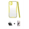 MARSİLYAN™- iPhone 11 Kılıf Atlas Asil Serisi - Siyah Bilvis 3D Mat Cam Ekran Koruyucu + Kamera Lens Koruma Cam - SF