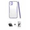 MARSİLYAN™- iPhone 11 Kılıf Atlas Asil Serisi - Siyah Bilvis 3D Mat Cam Ekran Koruyucu + Kamera Lens Koruma Cam - SF