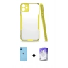 MARSİLYAN™- iPhone 11 Kılıf Atlas Asil Serisi - Siyah Bilvis 5in1 3D Magic Cam Ekran Koruyucu + Neon Fosforlu Kamera Lens - MI