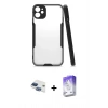 MARSİLYAN™- iPhone 11 Kılıf Atlas Asil Serisi - Siyah Bilvis 5in1 3D Magic Cam Ekran Koruyucu + Pers Alüminyum Kamera Lens - LT